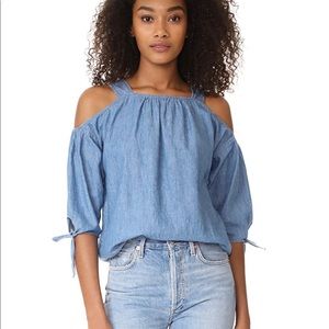 Madewell chambray off the shoulder top size xs